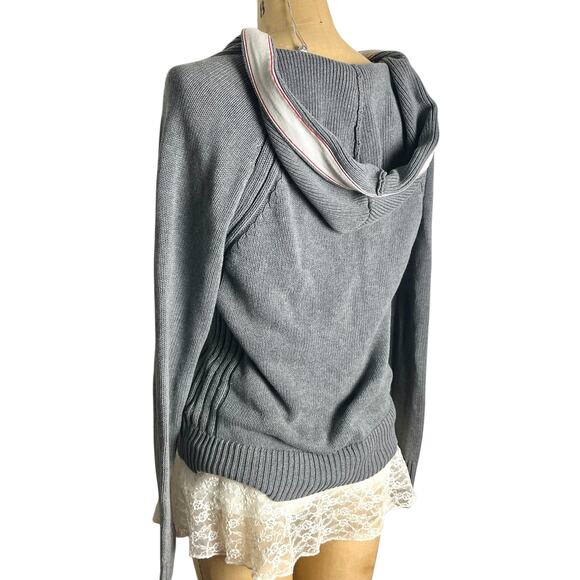Vintage Old Navy Gray Button Hoodie Cardigan Cotton Sweater M - Picture 3 of 7